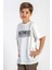 Bisiklet Yaka Kısa Kol Yazı Baskılı Ekru Renk Erkek Çocuk Tshirt 2
