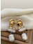 Sallantılı Incili Gold Detaylı Küpe 1