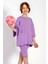 Bisiklet Yaka Kısa Kol Fıtıllı Oversıze Taytlı Lıla Renk Kız Cocuk Taytlı Takım 2