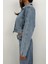 Fermuar Detay Denim Ceket 4