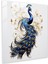 Majestic Feathers Cam Duvar Tablosu - Lacivert, Ev Dekorasyonu, Lacivert, Tavuskuşu, 30X30 cm 1
