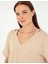 Kadın Bej Comfort Fit Çizgili Tişört 50284066-VR011 2