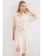 2442 Kuşaklı Gömlek Elbise - Krem 4