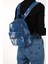 Indigo Renk Kadın Çanta, Batik Yıkamalı Tie Dye Indigo Kot Denim Kadın Sırt Çantası, Fermuarlı Çanta 2