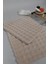 Modern Bubble Yıkanabilir Kaymaz Peluş Banyo Paspası Halısı 2'li Klozet Takımı 50X80-50X40CM Açık Bej 5