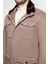 Slim Fit Vizon Düz Çıkarılabilir Kürklü Kaban 3ECK777300551 4