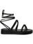 DS24021 4fx Siyah Kadın Düz Sandalet 1
