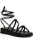 DS24021 4fx Siyah Kadın Düz Sandalet 2