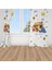 Winnie The Pooh 3, Beyaz, Sarı, Mavi Ithal Kumaş, Çocuk Odası, Bebek Odası Fon Perde - 1 Kanat 1