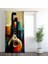 Sulu Boya Efektli Violin,krem, Siyah, Turuncu, Oturma Odası, Salon, Fon Perde - 1 Kanat 1