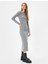 Midi Boy Kalem Elbise Fitilli Uzun Kollu Bisiklet Yaka Slim Fit 1