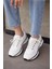 Kadın Beyaz Hakiki Deri Sneaker Spor Ayakkabı 4