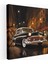 Fotogerçekçi Vintage Klasik Araba Şehir Manzarası Kanvas Tablo, 30X30 cm 1