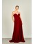 Kadın Straplez Uzun Abiye Elbise 5437021 Bordo 2