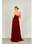 Kadın Straplez Uzun Abiye Elbise 5437021 Bordo 4