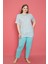 X-Dreamy Büyük Beden Pamuklu Desenli Düğmeli Yaka Pijama Takımı 1