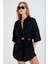 Siyah Müslin Kadın Oversize Gömlek | EK1006965-6965 1