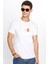 Erkek Slim Fit Dar Kesim %100 Pamuk Yumuşak Dokulu Baskılı Beyaz Bisiklet Yaka Tişört 1