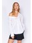 Beyaz Asimetrik Poplin Likralı Gömlek| EK1000169256-9256 1