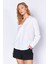 Beyaz Asimetrik Poplin Likralı Gömlek| EK1000169256-9256 2