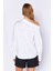 Beyaz Asimetrik Poplin Likralı Gömlek| EK1000169256-9256 5