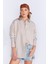 Taş Çizgili Uzun Oversize Rahat Kalıp Basic Kadın Gömlek| EK334348-7174 1