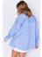 Mavi Kadın Çizgili Oversize Gömlek| EK1007430-7430 5