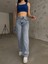 Kadın Açık Mavi Yüksek Bel Geniş Paça Bol,salaş Palazzo Jeans 4