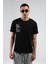 Siyah Bisiklet Yaka Kısa Kollu Baskılı %100 Pamuklu T-Shirt| EE10008844-8844 1