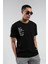 Siyah Bisiklet Yaka Kısa Kollu Baskılı %100 Pamuklu T-Shirt| EE10008844-8844 2
