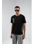 Siyah Bisiklet Yaka Kısa Kollu Baskılı %100 Pamuklu T-Shirt| EE10008844-8844 4