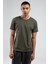 Haki Bisiklet Yaka Kısa Kollu Baskılı %100 Pamuklu T-Shirt| EE10008844-8844 1
