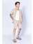 Camel Gofre Çizgili Jogger Beli Lastikli Erkek Şort | EES650453-0453 1