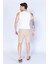 Camel Gofre Çizgili Jogger Beli Lastikli Erkek Şort | EES650453-0453 5