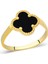 Siyah Taşlı Yonca Yüzük 1