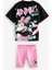 Yeni Sezon Kız Çocuk Minnie Mouse Baskılı Bisiklet Yaka Pamuklu T-Shirt ve Biker Fitilli Taytlı Alt-Üst Takım 1