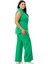 Büyük Beden Kuş Gözü Kemerli Yelek Pantolon Yeşil Ikili Takım 4