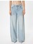Oversize Kot Pantolon Normal Bel Uzun Bol Paça Düğmeli Cepli - Loose Straight Fit Jeans 3
