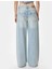 Oversize Kot Pantolon Normal Bel Uzun Bol Paça Düğmeli Cepli - Loose Straight Fit Jeans 4