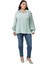 Büyük Beden Gömlek Yaka Manşetli Yanı Yırtmaçlı Mint Yeşili Bluz 2