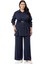 Büyük Beden Beli Kemerli Gömlek Pantolon Lacivert Ikili Takım 1