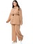 Büyük Beden Beli Kemerli Gömlek Pantolon Camel Ikili Takım 4