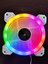 Beyaz 12 cm Rgb LED Işıklı  Kasa Fanı Rainbow Işıklı Kasa Soğutucu Fan 1