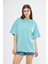 Unisex Pamuklu Bisiklet Yaka Oversize Bol Boyfriend Örme T-Shirt 1