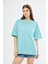 Unisex Pamuklu Bisiklet Yaka Oversize Bol Boyfriend Örme T-Shirt 2