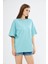 Unisex Pamuklu Bisiklet Yaka Oversize Bol Boyfriend Örme T-Shirt 5