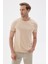 Erkek Bisiklet Yaka Slim Fit Basic Tişört Bej 1