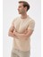 Erkek Bisiklet Yaka Slim Fit Basic Tişört Bej 3