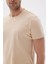 Erkek Bisiklet Yaka Slim Fit Basic Tişört Bej 4