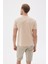 Erkek Bisiklet Yaka Slim Fit Basic Tişört Bej 5